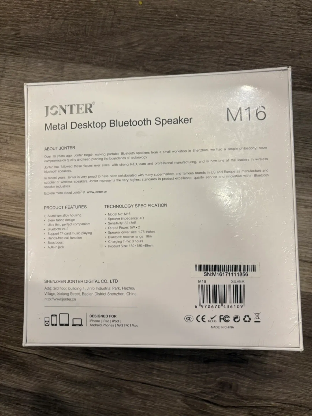 JONTER M16 Metal Desktop Bluetooth Speaker - Silver image indicator(2)