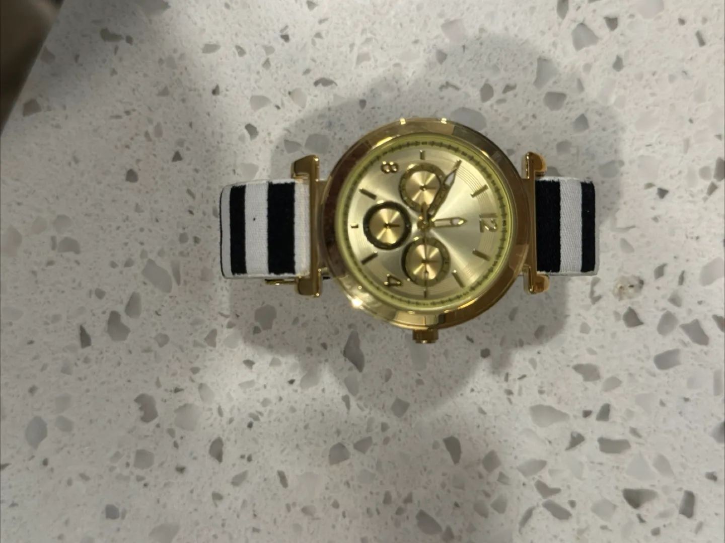 Gold-tone Watch with Striped Band thumbnail