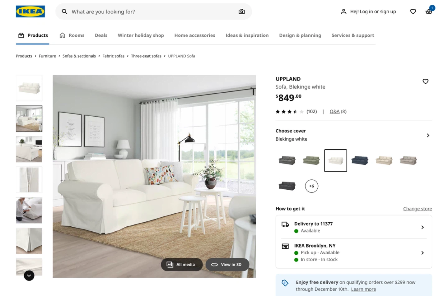 IKEA Uppland Sofa, Blekinge White - photo 3