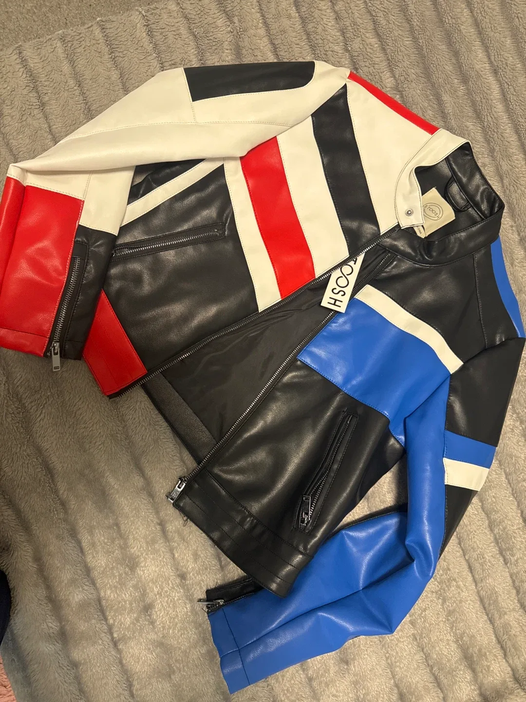 HSOOSH Colour Block Leather Jacket image indicator(2)