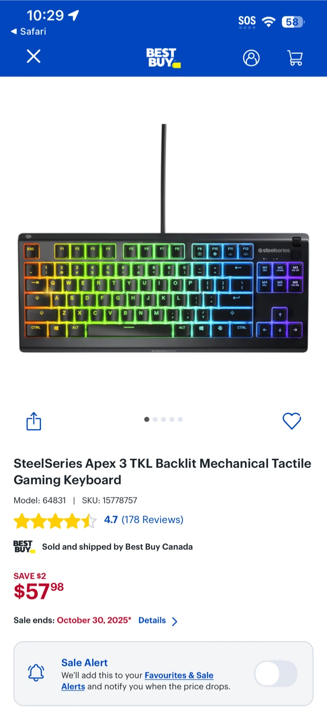 SteelSeries Apex 3 TKL Backlit Gaming Keyboard - photo 2