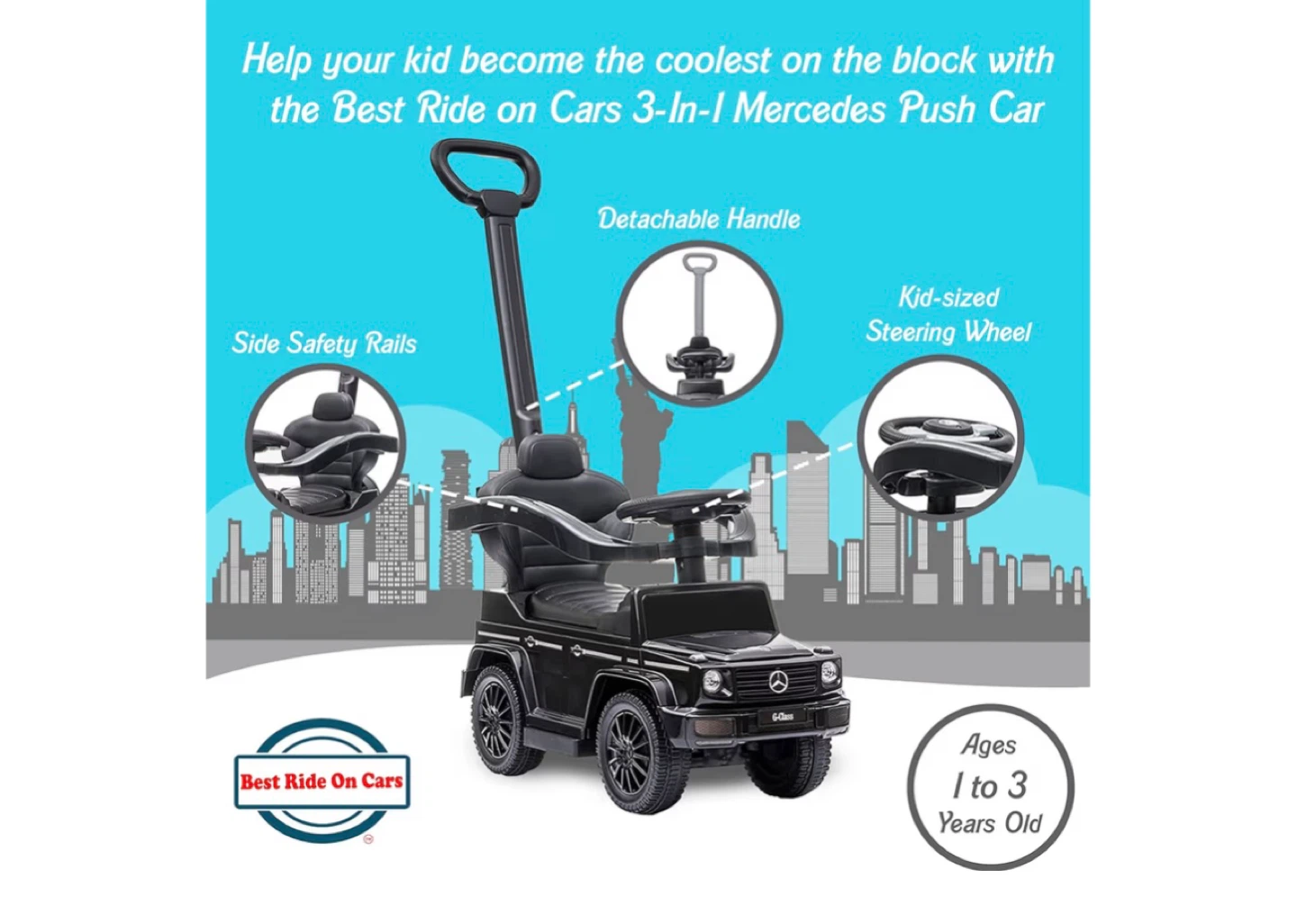 Mercedes G-Wagon Push Car 3-in-1 Ride On - Ages 1-3 - photo 3