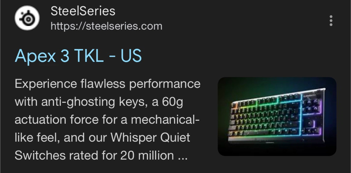 SteelSeries Apex 3 TKL Backlit Gaming Keyboard - photo 4