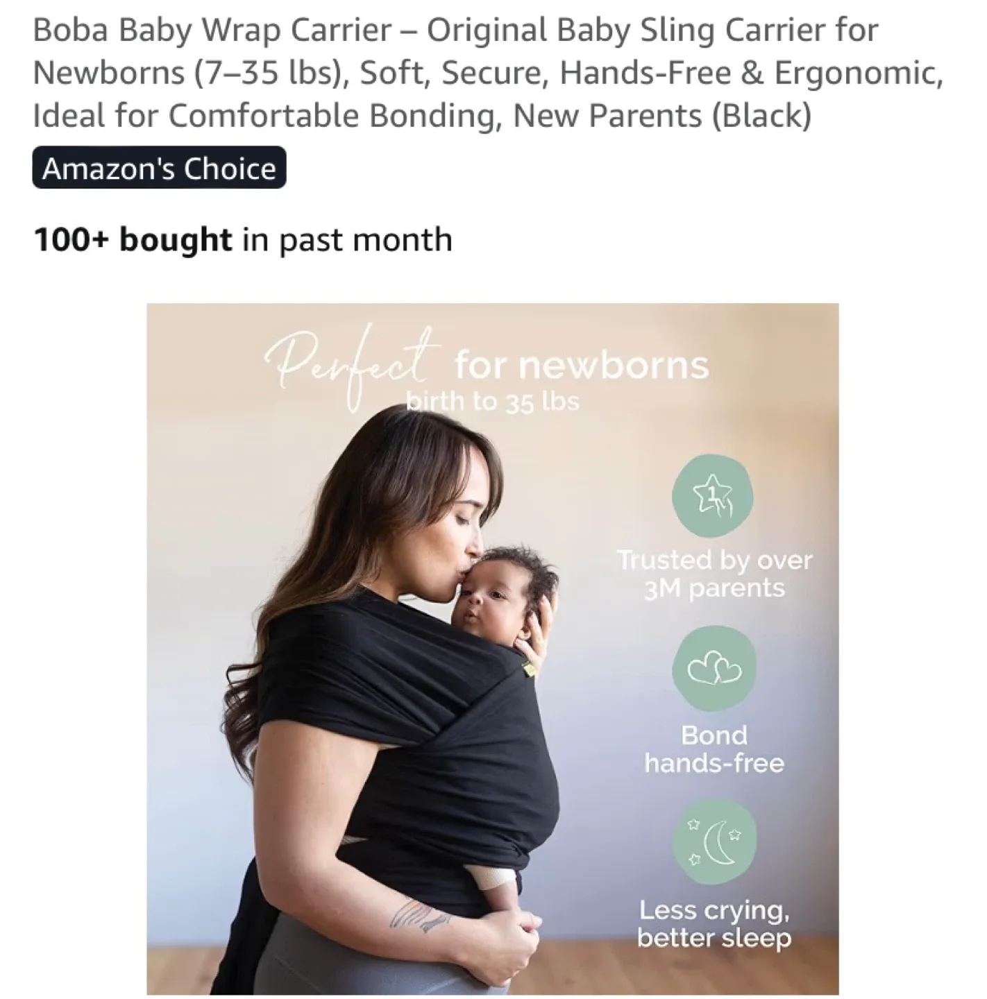 New Boba Baby Wrap Carrier Newborns 7–35 lbs thumbnail
