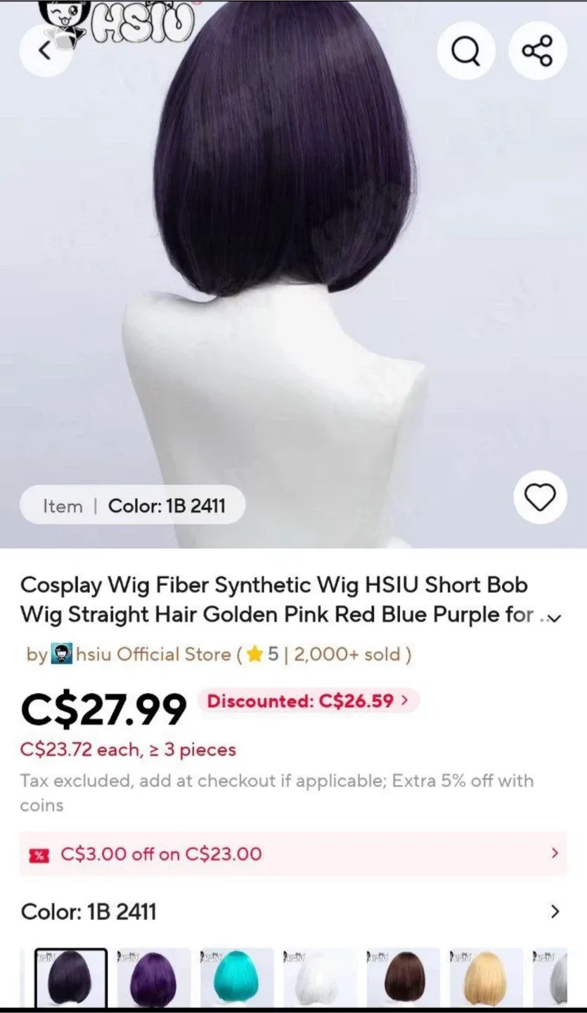 Qish Purple Wig with Weaving Cap image indicator(6)