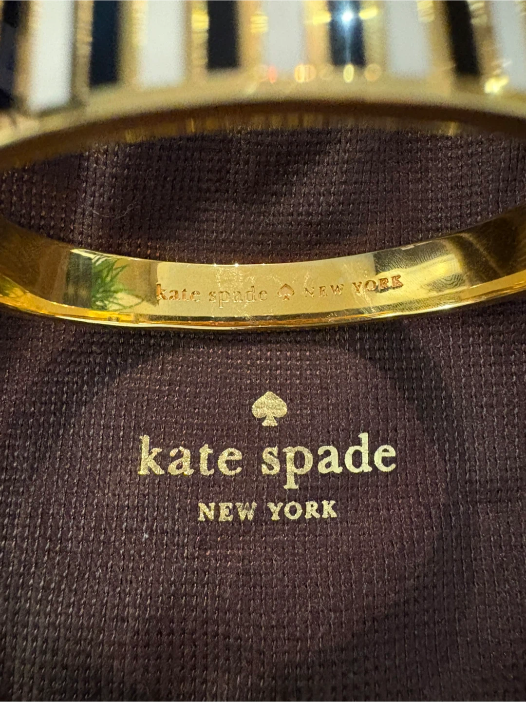 Kate Spade Gold and Black Striped Bangle - photo 3