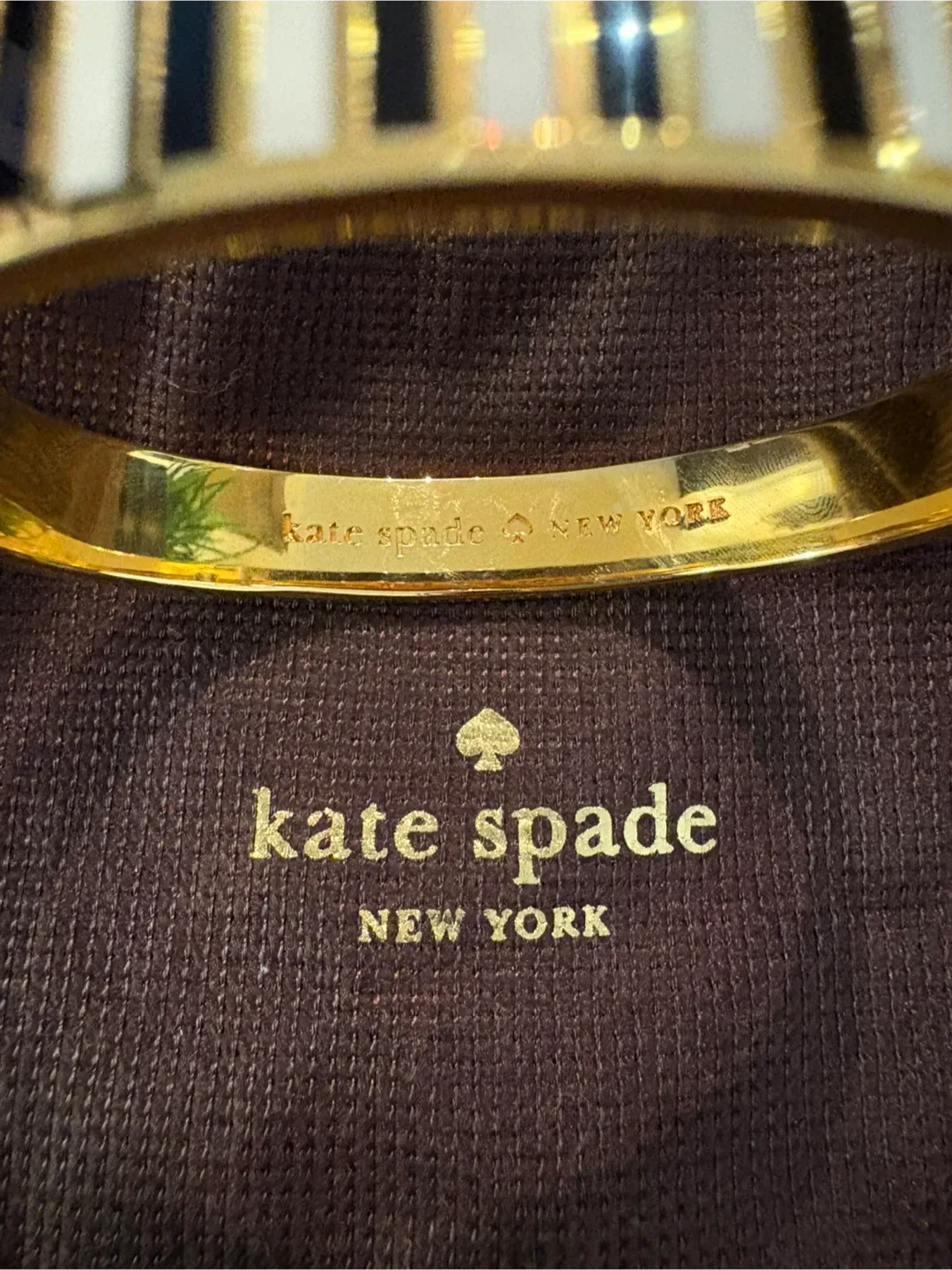 Kate Spade Gold and Black Striped Bangle image indicator(3)