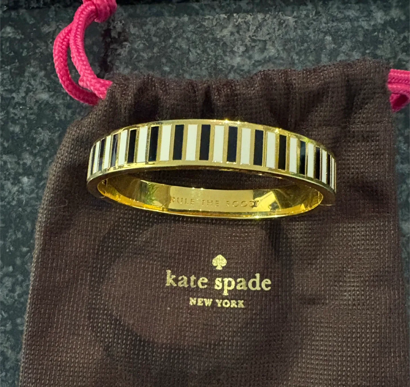 Kate Spade Gold and Black Striped Bangle thumbnail