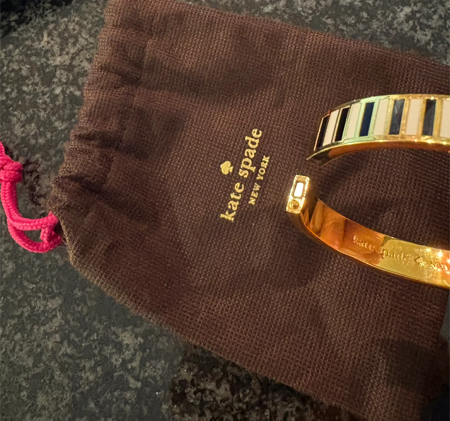 Kate Spade Gold and Black Striped Bangle - photo 4