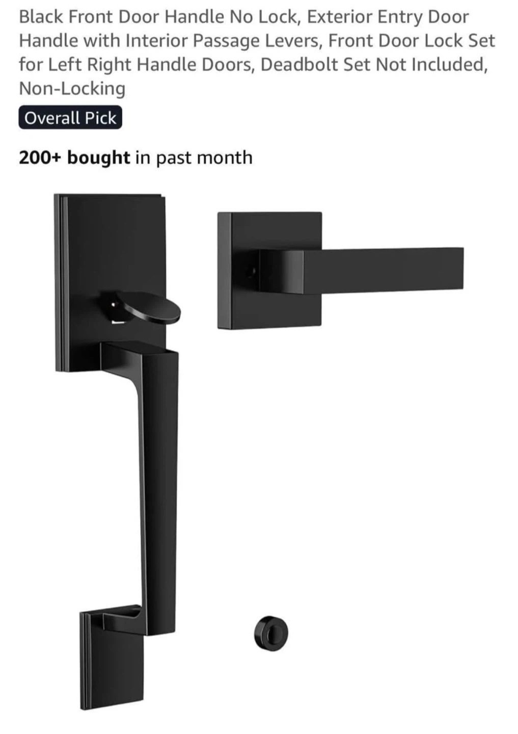 Black Front Door Handle No Lock