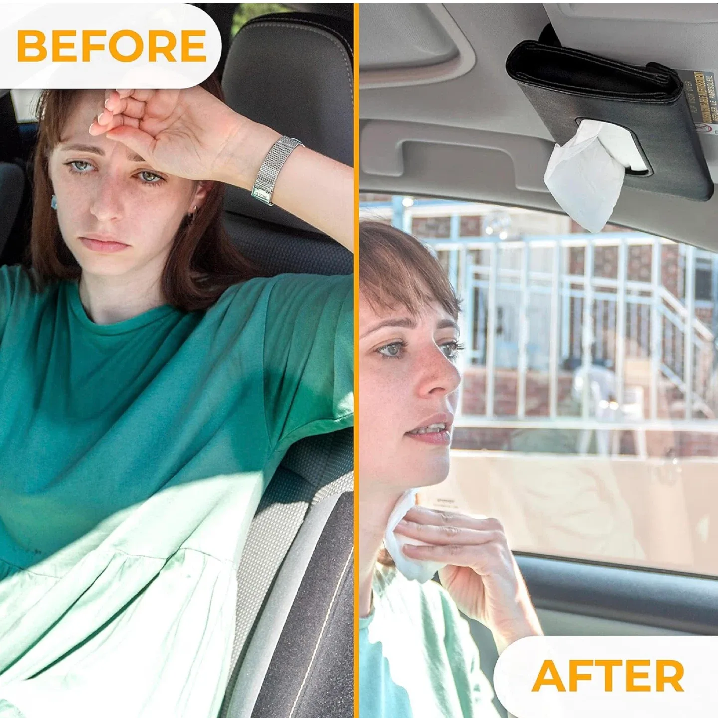 Car Tissue Holder 9 x 5 inches - Black Sun Visor Napkin Holder image indicator(3)