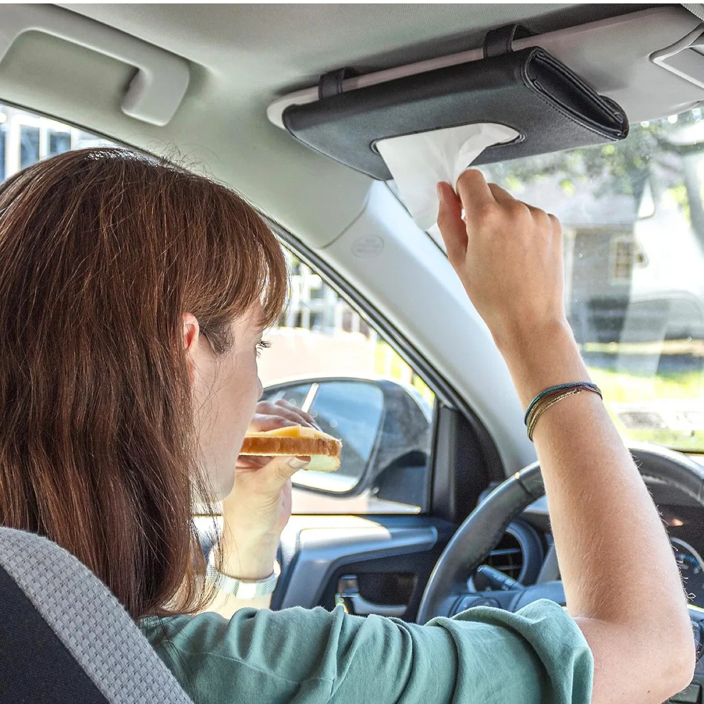 Car Tissue Holder 9 x 5 inches - Black Sun Visor Napkin Holder image indicator(2)