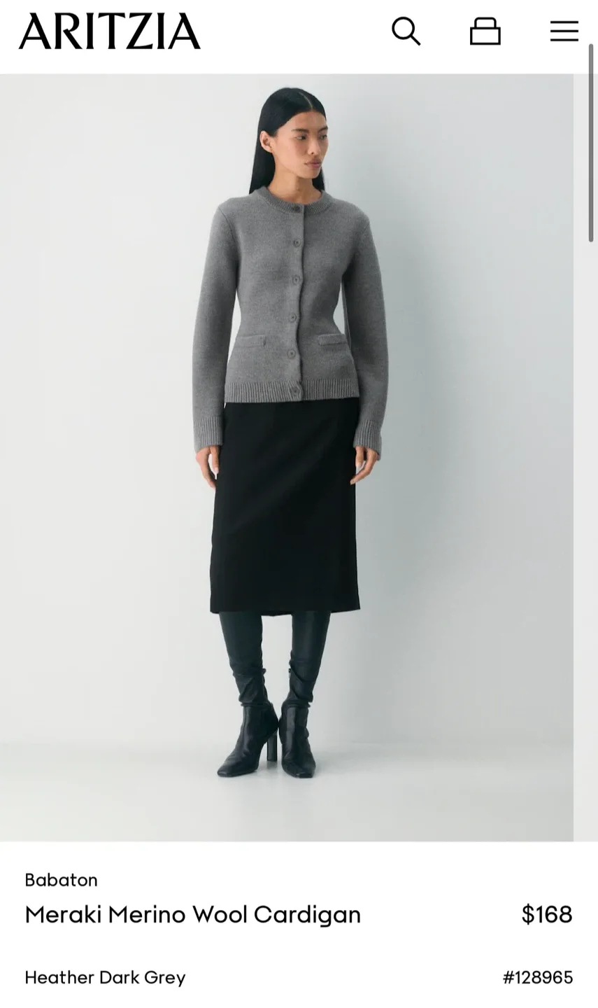 Aritzia Babaton Meraki Cardigan - Heather Dark Grey