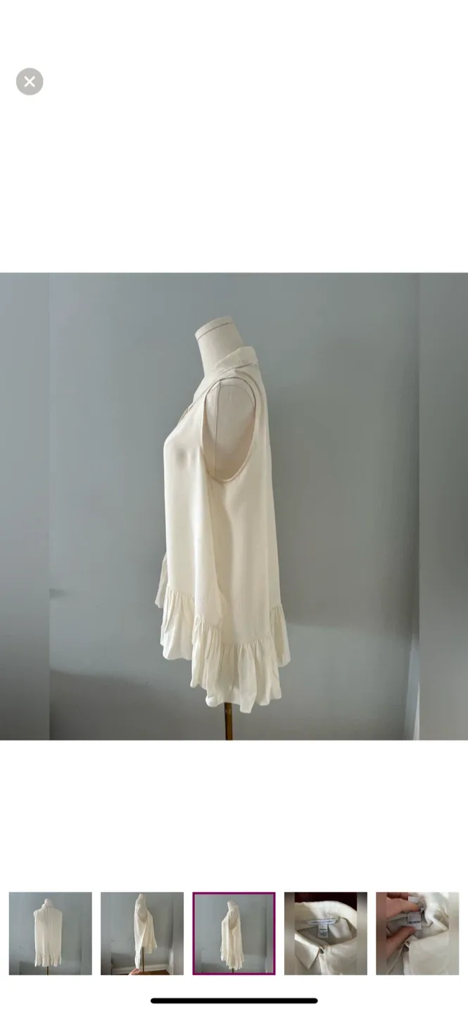 Dian von Furstenberg | Elegant Cream Sleeveless Blouse image indicator(4)