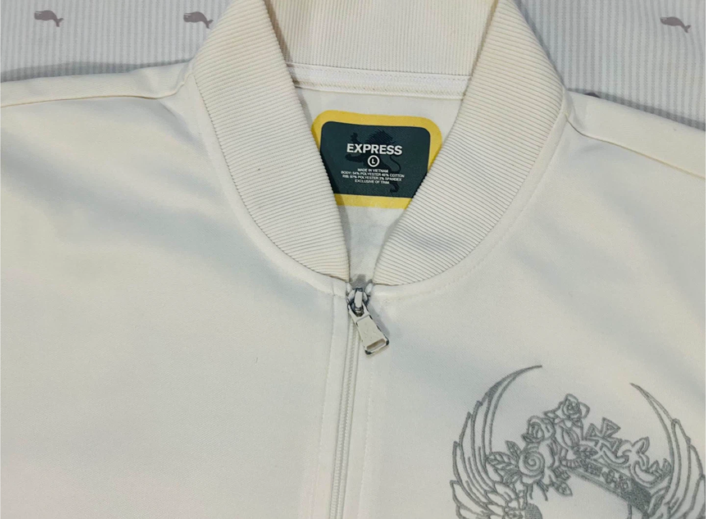 Express White Bomber Jacket - Size L - photo 2