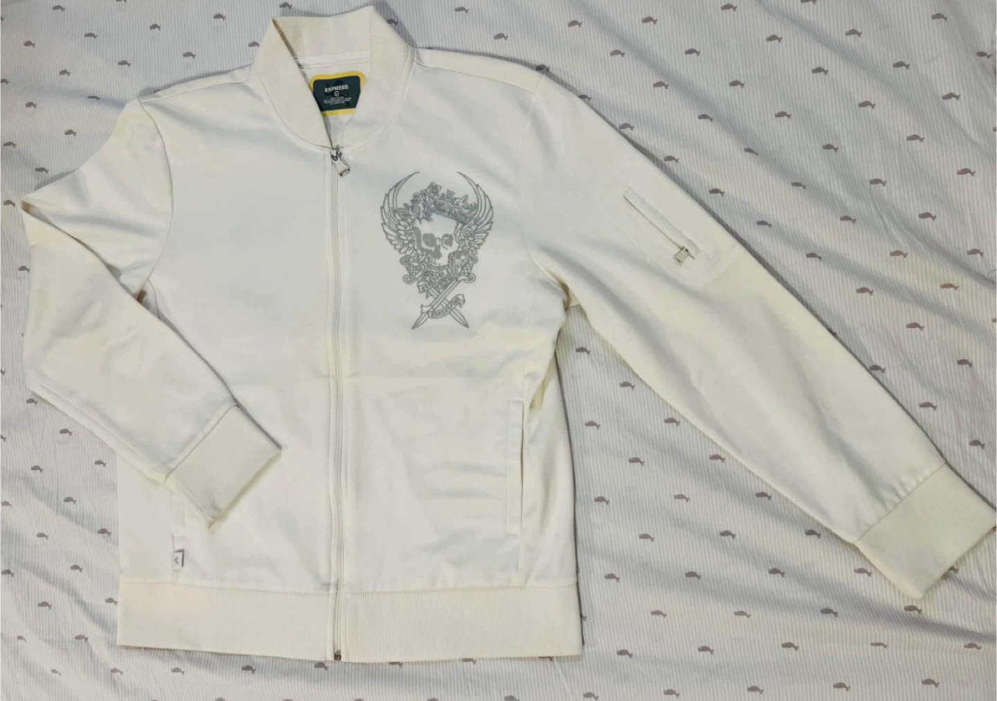Express White Bomber Jacket - Size L