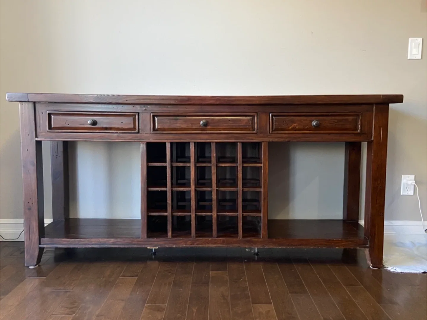 Wooden Brown Console Table with Wine Rack