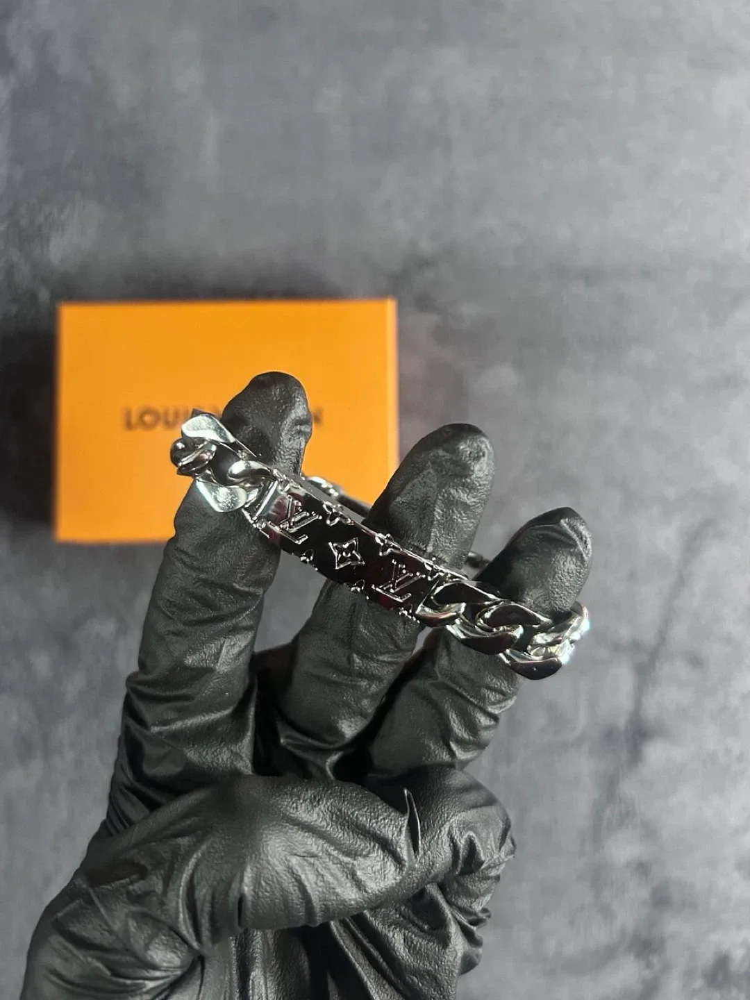 Louis Vuitton Silver Monogram Chain Bracelet thumbnail