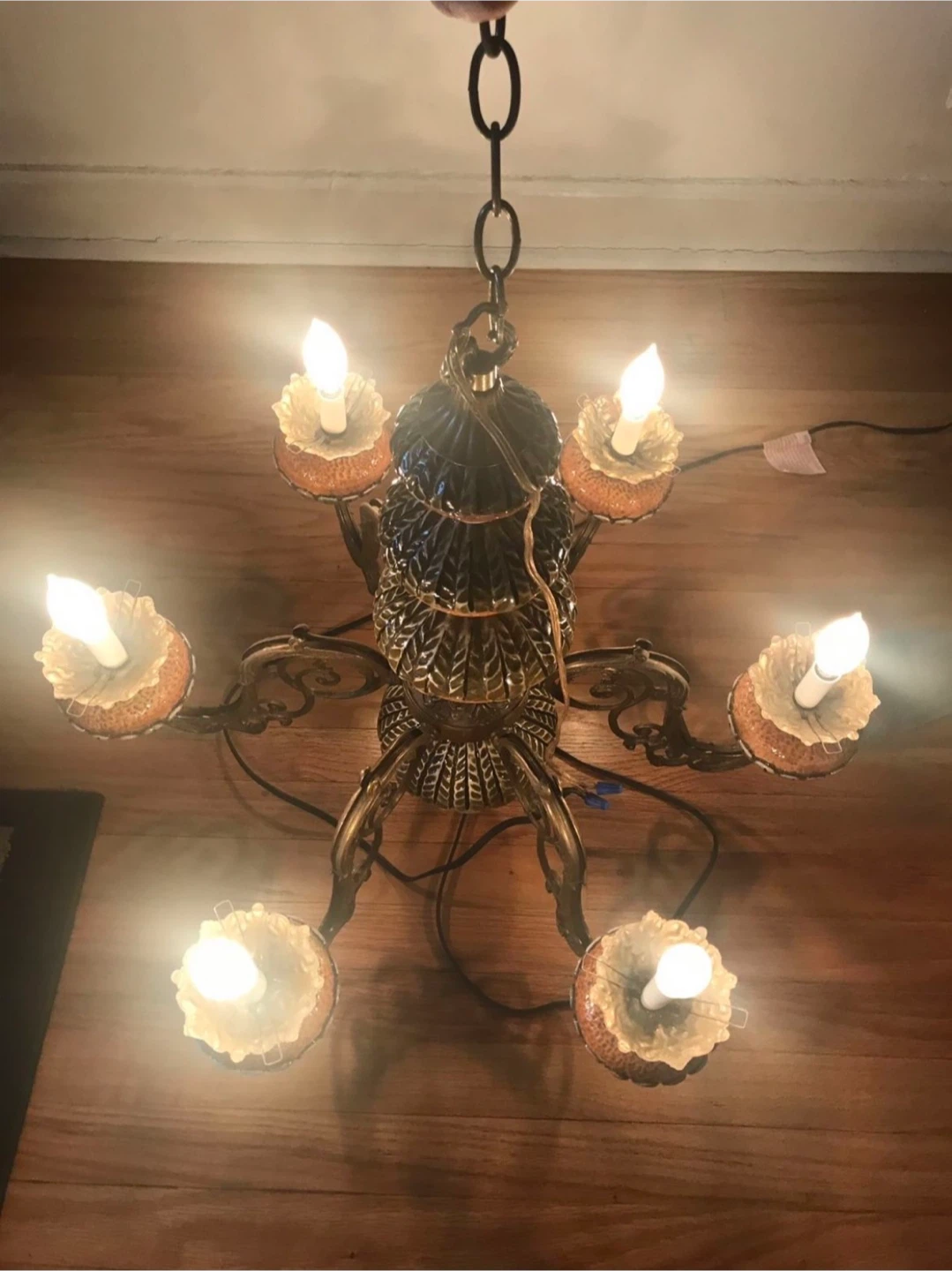 Vintage Ceramic & Metal Chandelier - photo 5