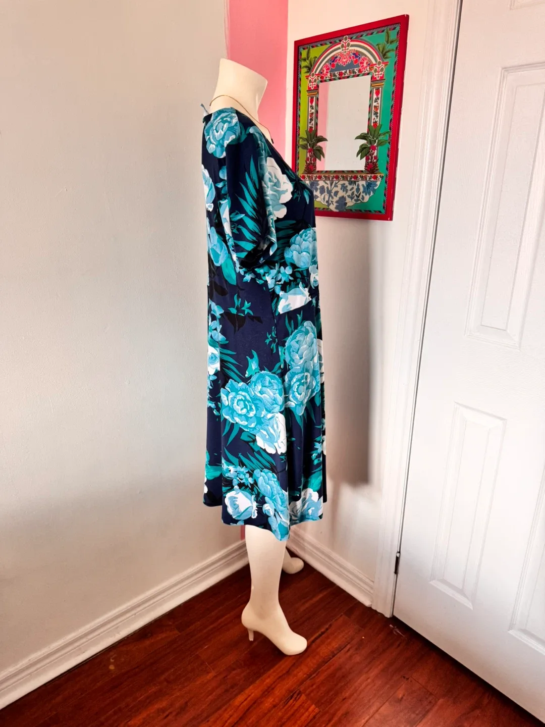 Floral Blue Short Sleeve Dress image indicator(2)