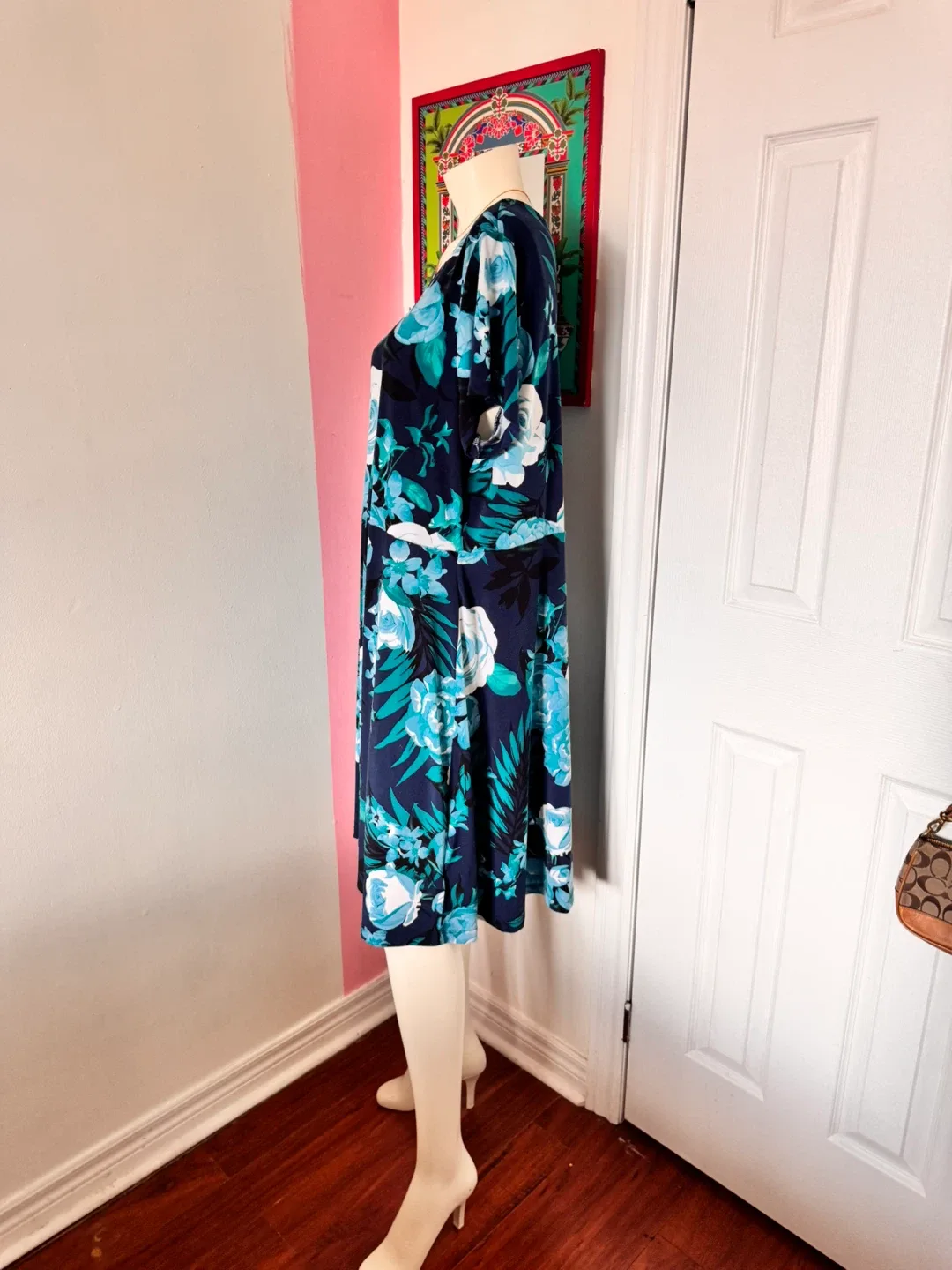 Floral Blue Short Sleeve Dress image indicator(4)