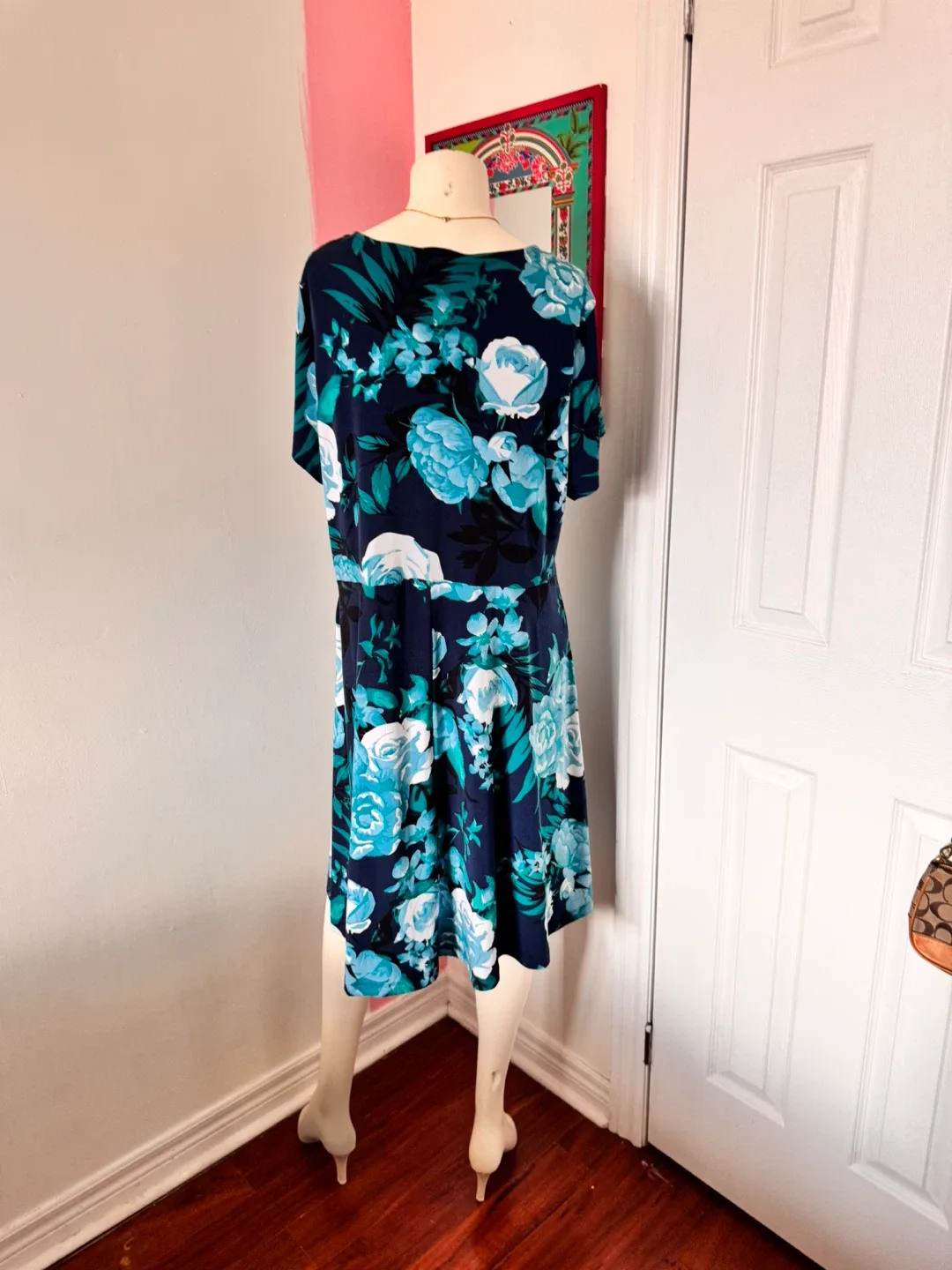 Floral Blue Short Sleeve Dress image indicator(3)
