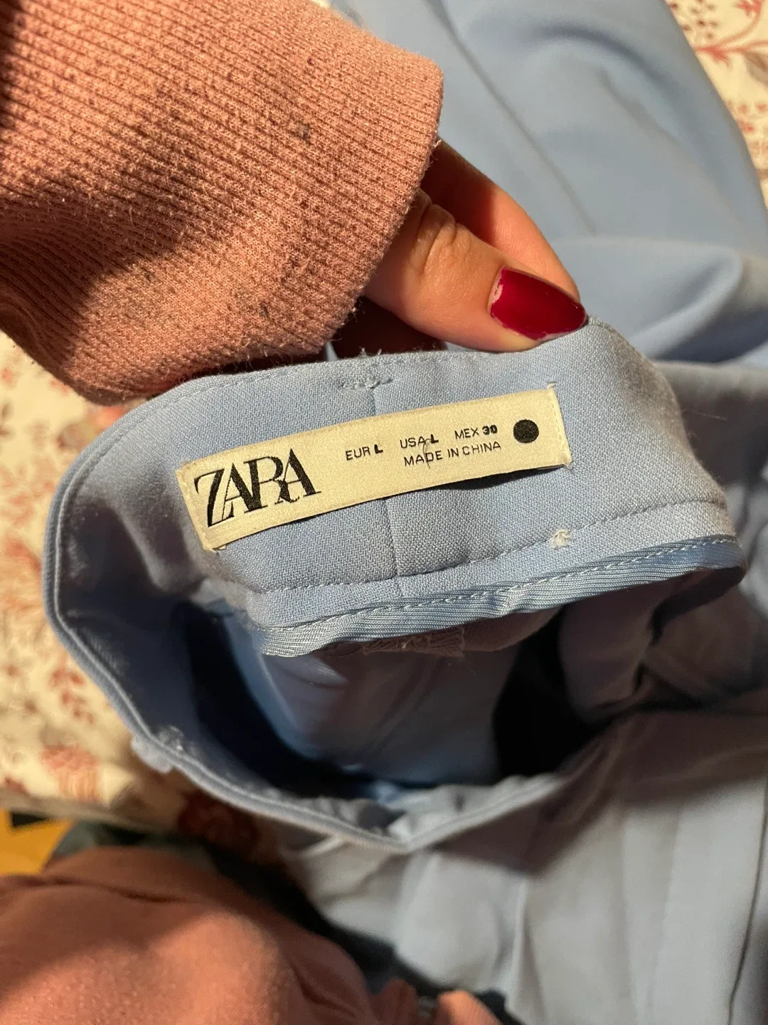 Zara Wide Leg Trousers - Light Blue, Size L image indicator(4)