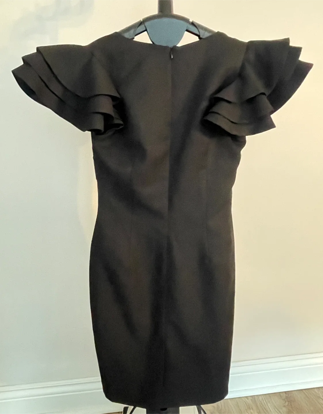 Dana-Maxx Black Ruffle Sleeve Bodycon Mini Dress size 4 image indicator(4)