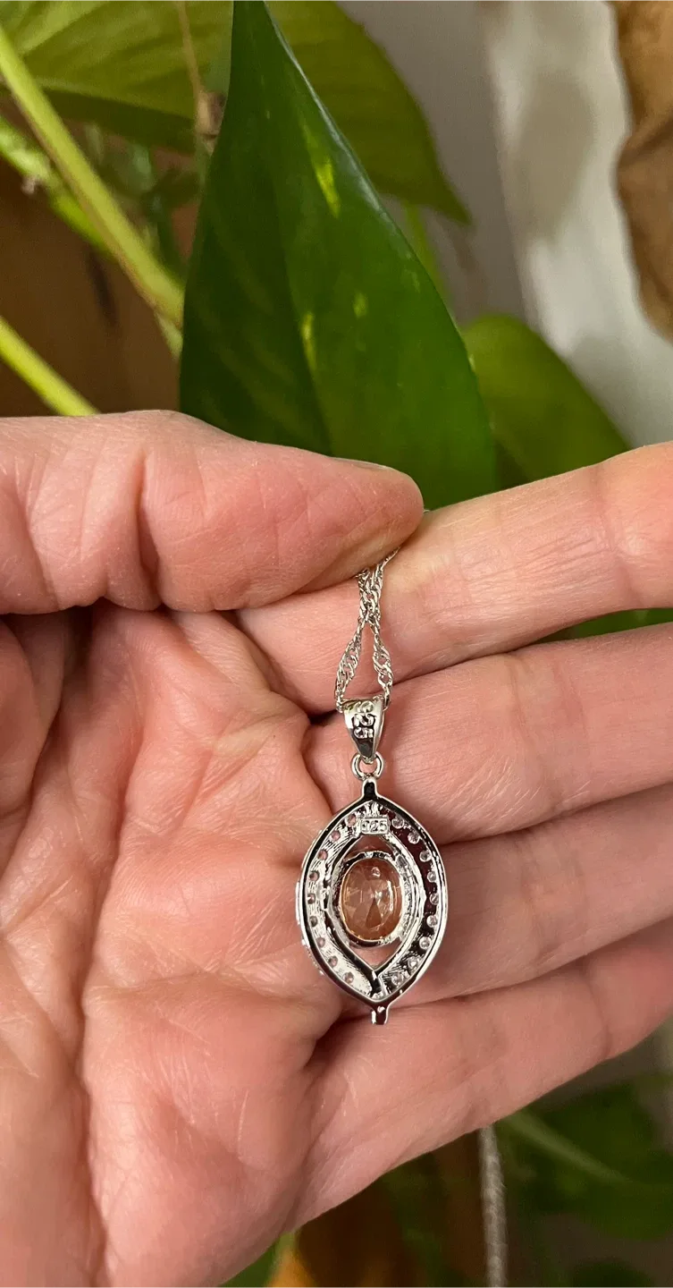 Necklace with champagne CZ . Sterling  silver image indicator(2)