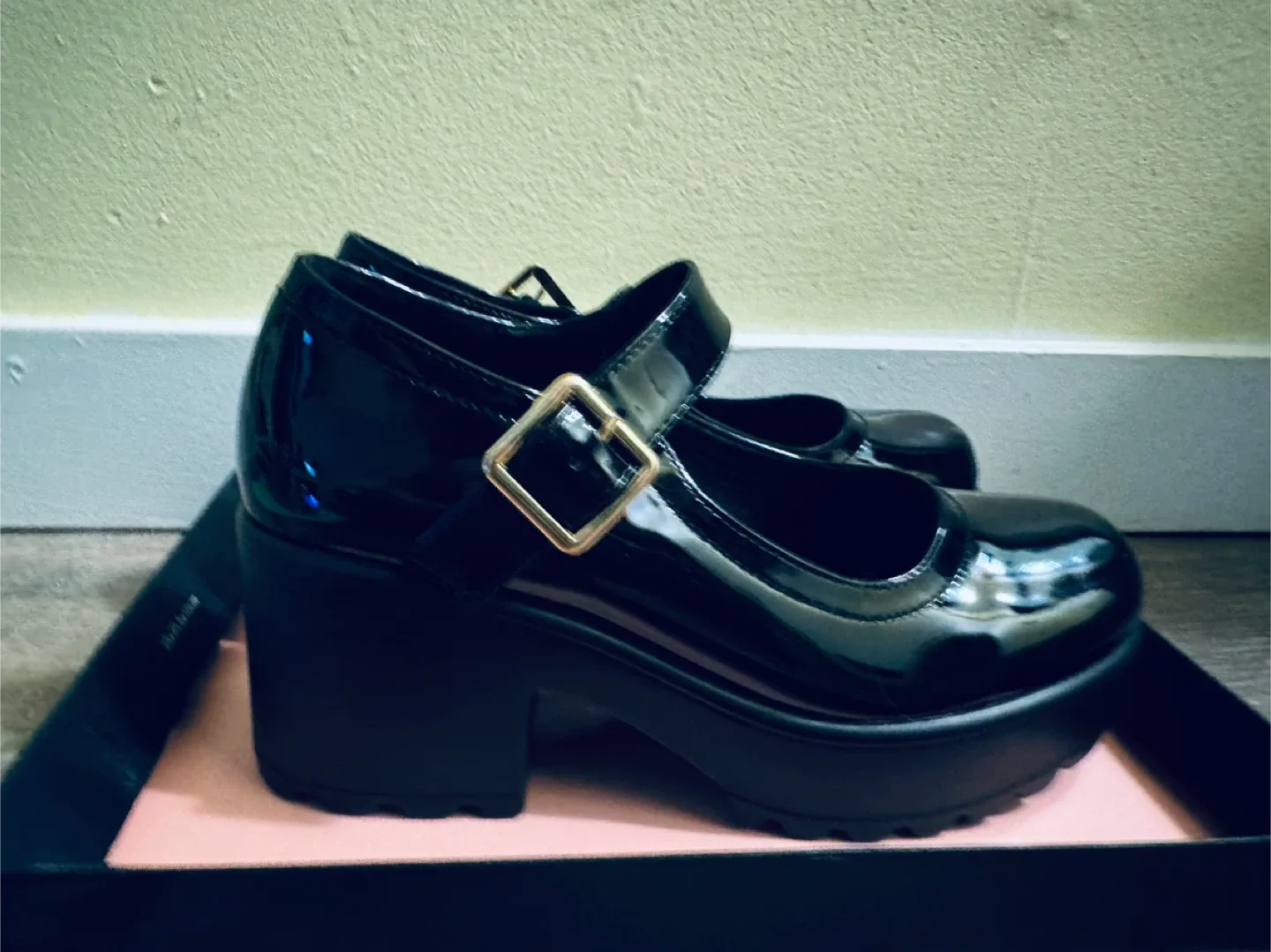 New Black Shiny Platform Mary Janes image indicator(2)