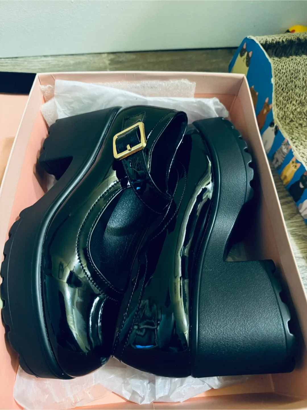 New Black Shiny Platform Mary Janes image indicator(5)