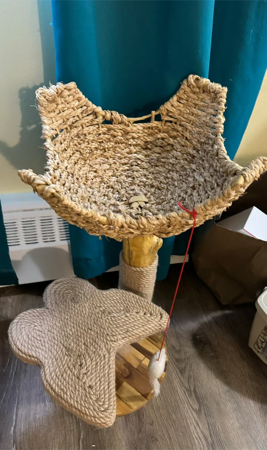 Cat Tree with Woven Basket and Toy image indicator(2)