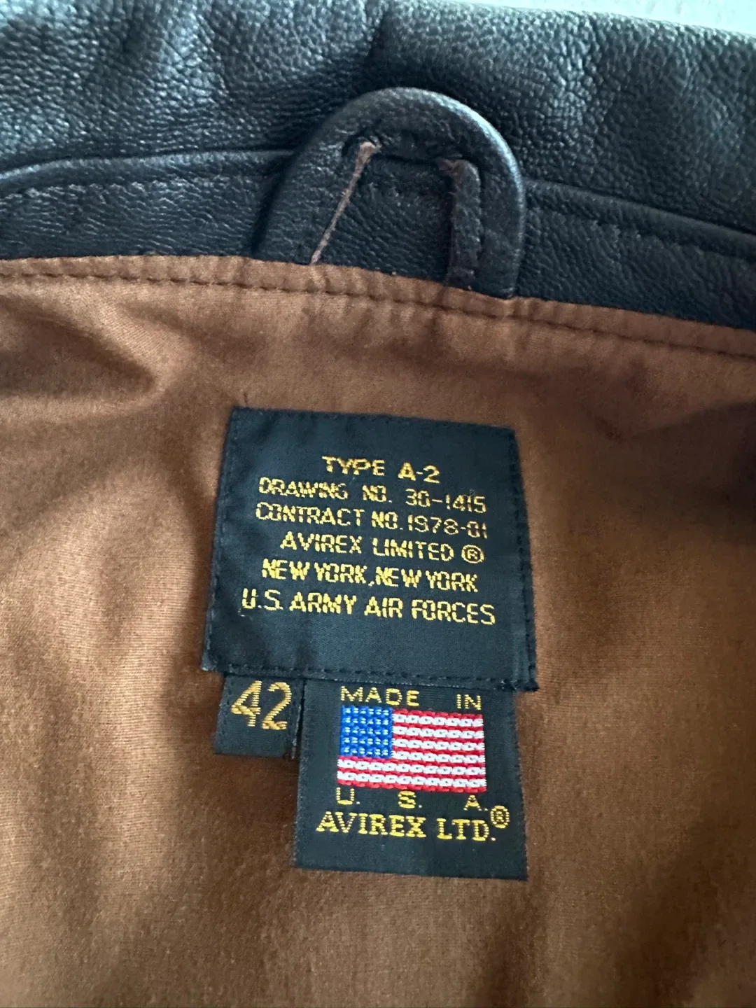 Avirex Type A-2 Leather Bomber Jacket Size 42 image indicator(9)