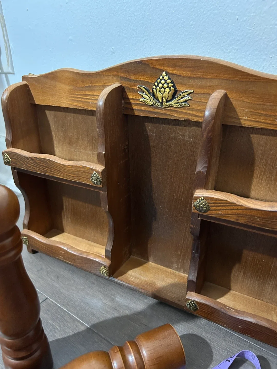 Vintage Wooden Spice Rack with Salt & Pepper Shakers image indicator(5)