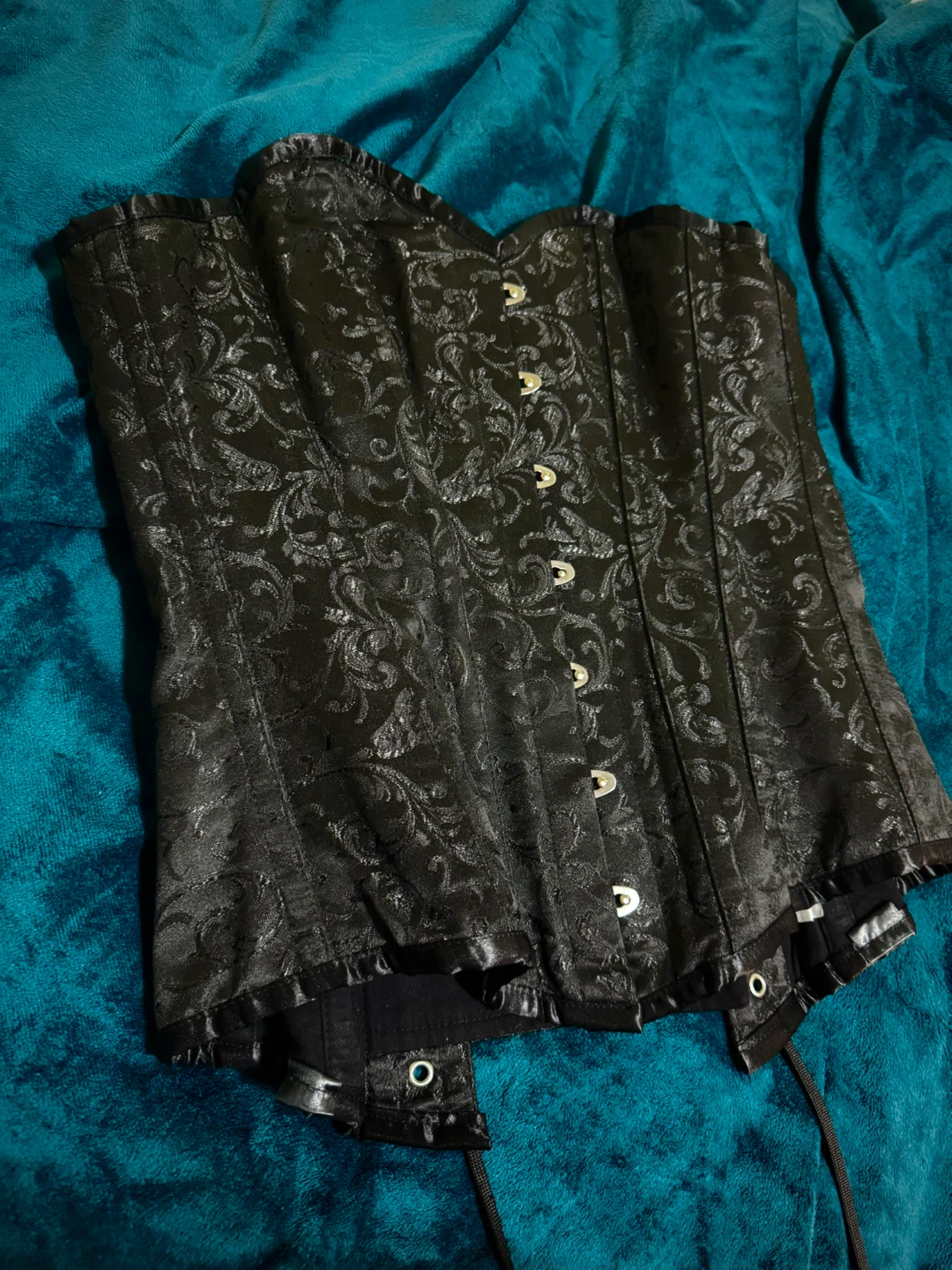 Gothic Black Brocade Corset- size 26 /6-8 - photo 2