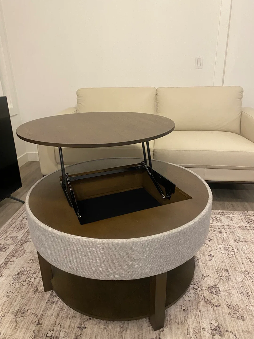 Round Lift Top Coffee Table With Storage&Shelf image indicator(3)