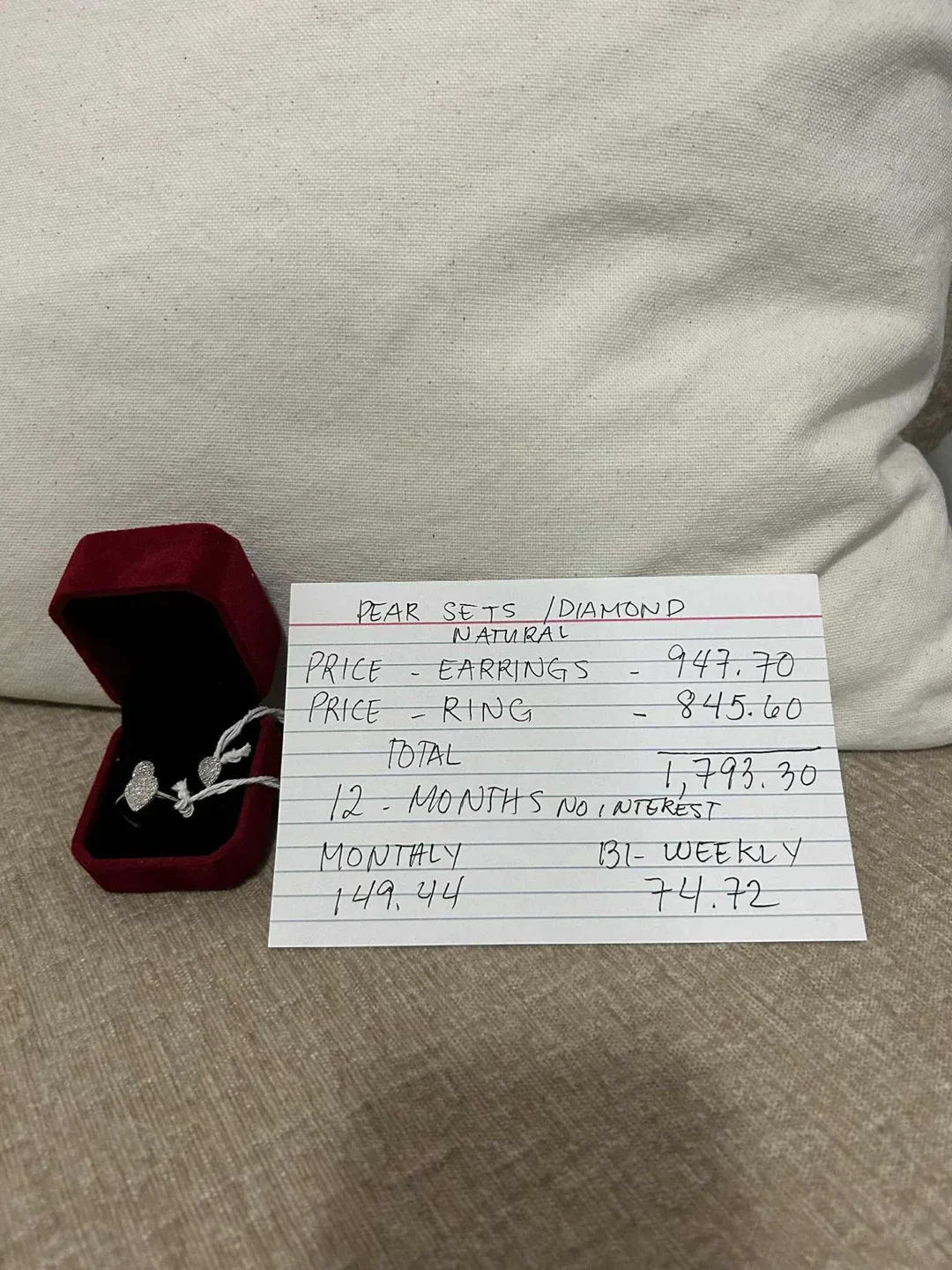 Pear Diamond Earrings & Ring Set