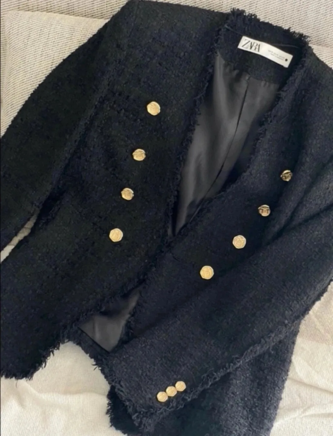 ZARA Black Tweed Blazer - Brand New! image indicator(10)