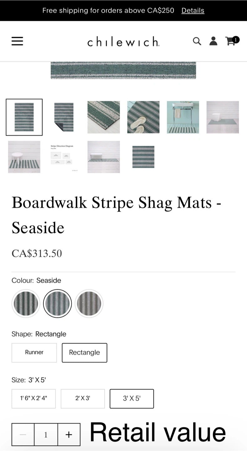 Chilewich Stripes Shag Mat - 3' x 5' - photo 3