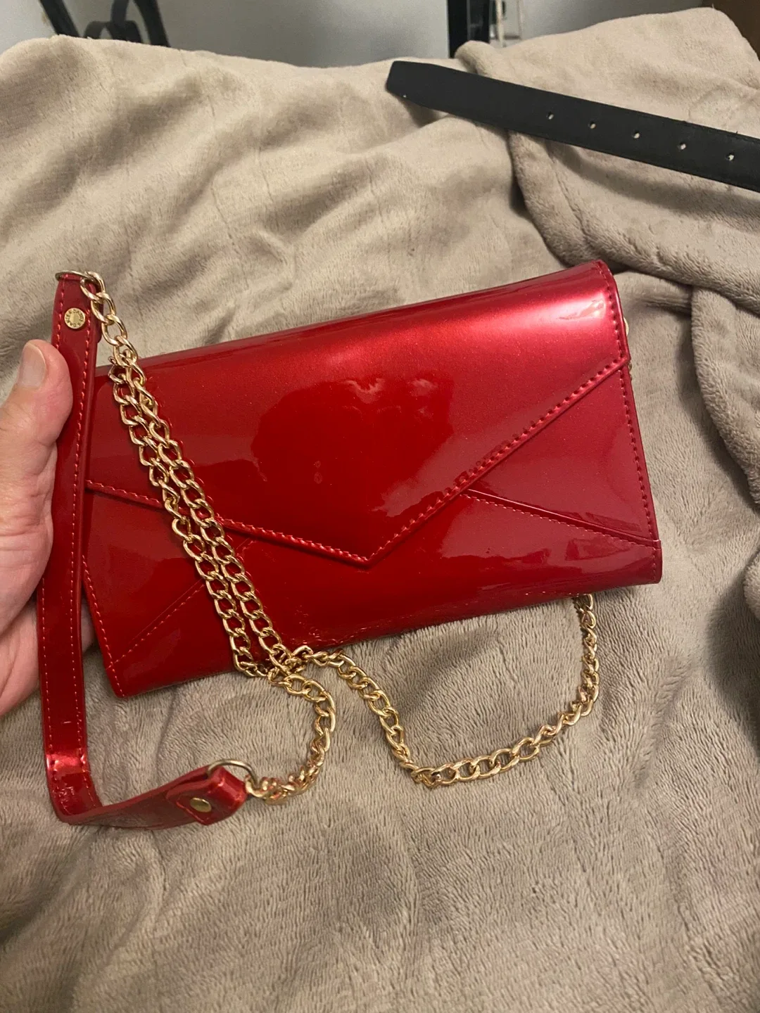 Danier Red Patent Leather Chain Wallet image indicator(3)