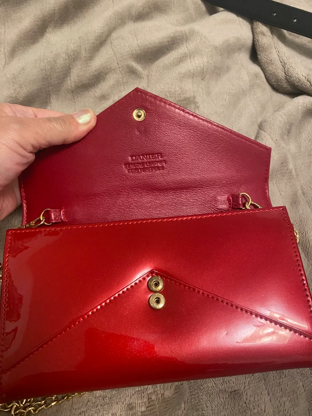 Danier Red Patent Leather Chain Wallet image indicator(2)