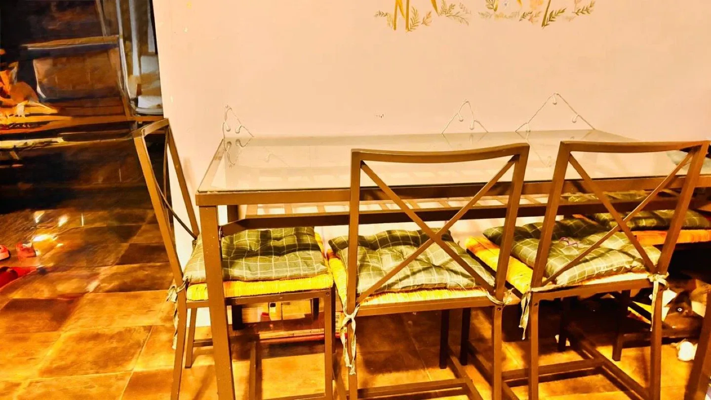 Glass Top Dining Table with 4 Chairs
