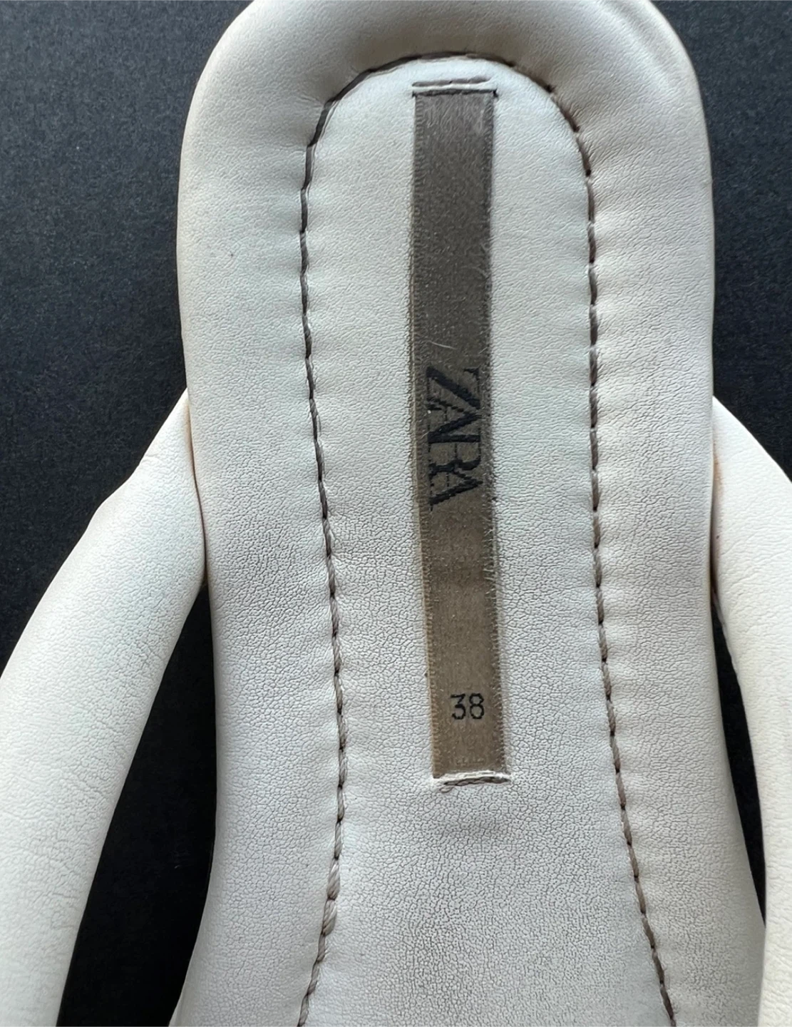 Zara White Heeled Thong Sandals - Size 38