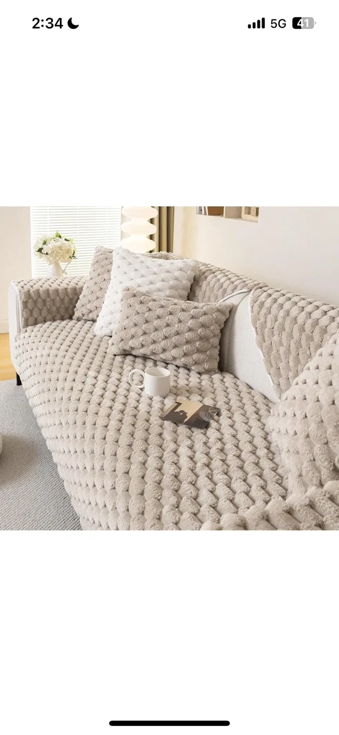 Faux Fur Couch Cover,Rabbit Plush Couch Cover image indicator(3)