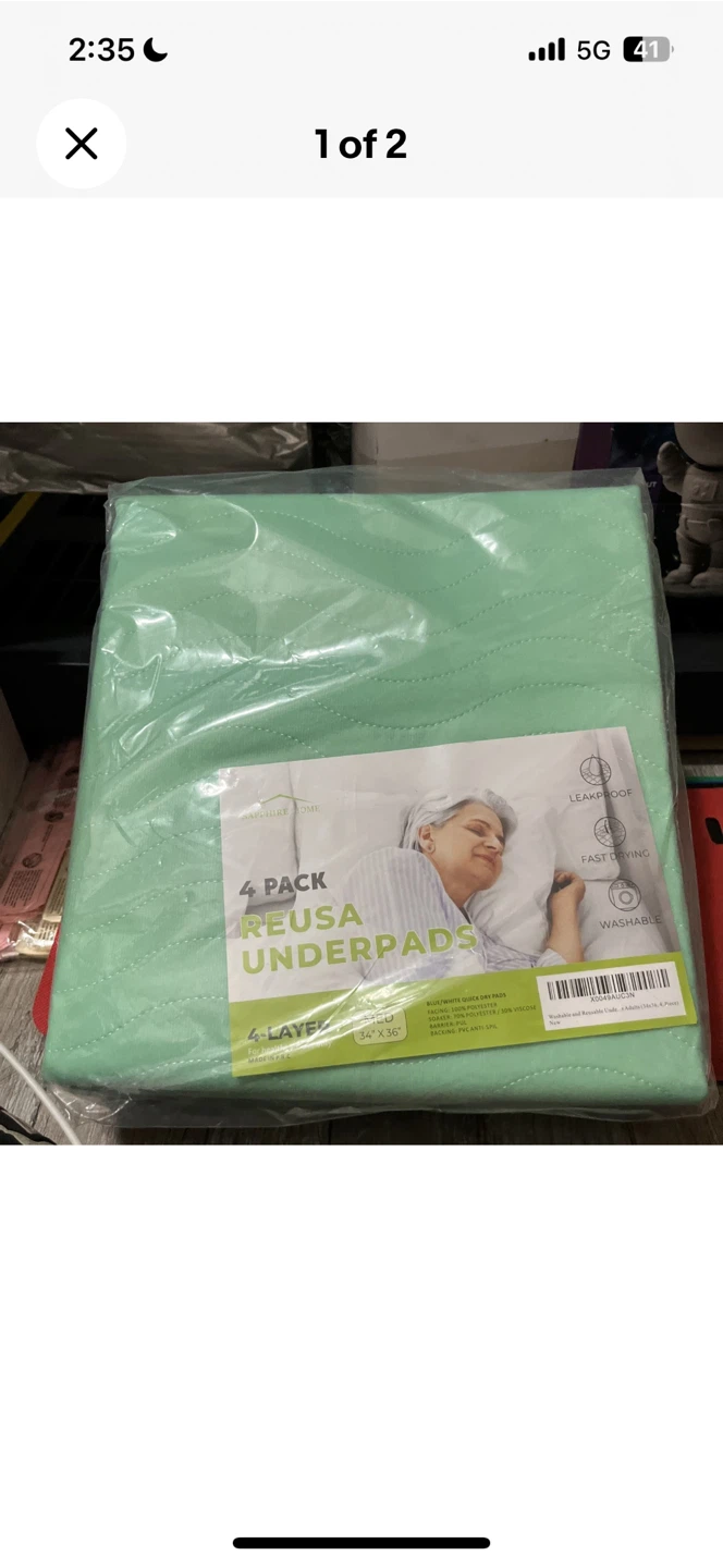 Sapphire Home Reusable Underpads 4-Pack (34"x36") - photo 2