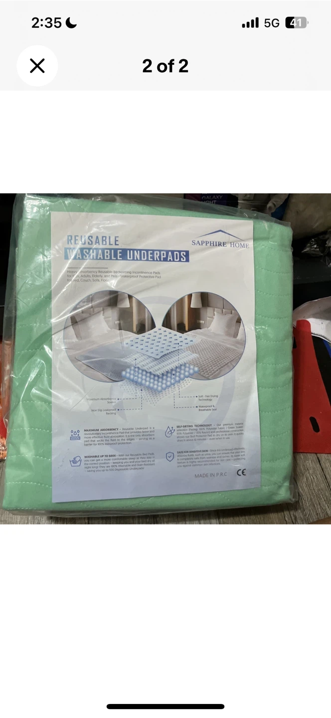 Sapphire Home Reusable Underpads 4-Pack (34"x36")