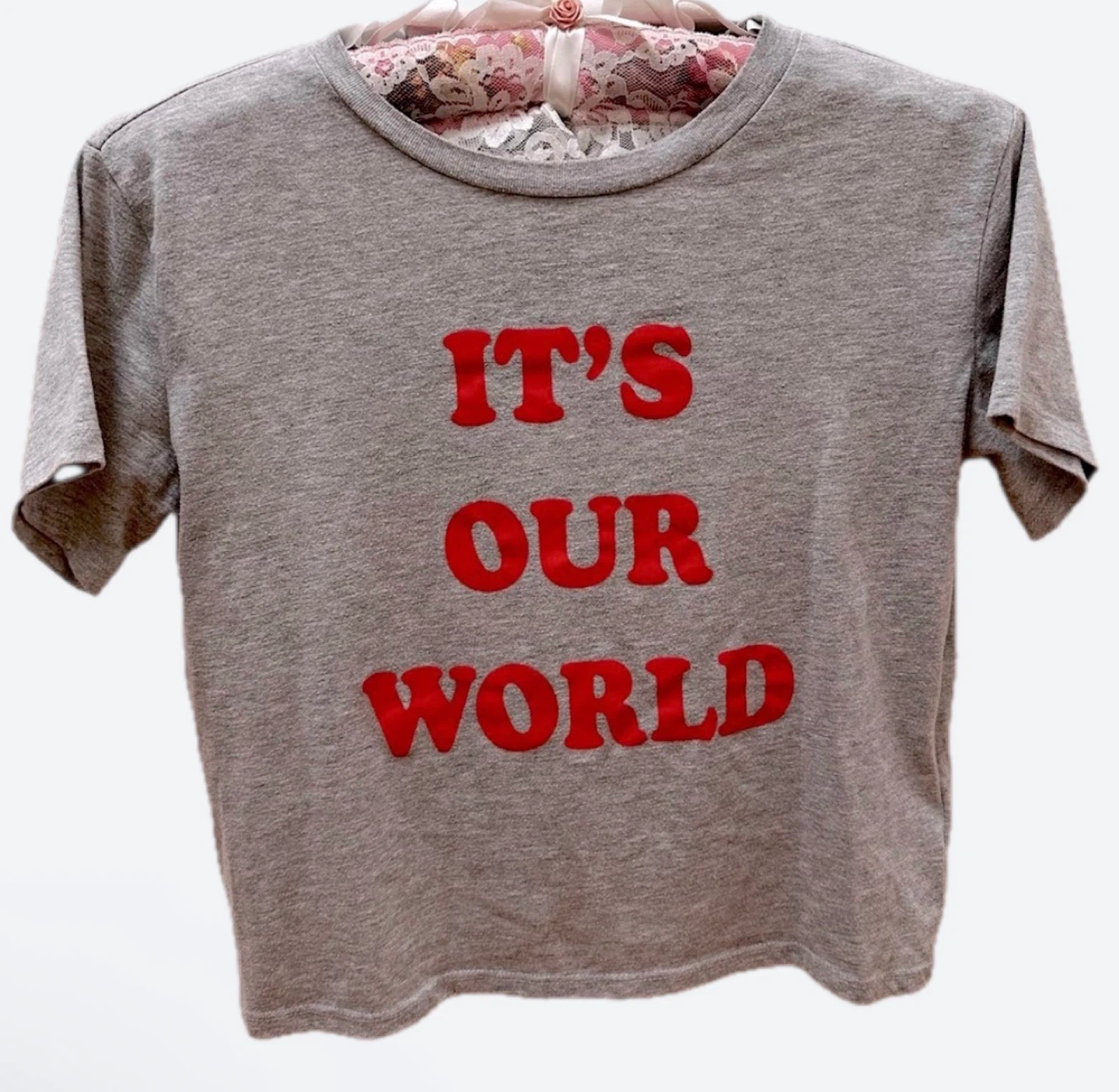 🧡H&M Grey "It's Our World" Crop Top