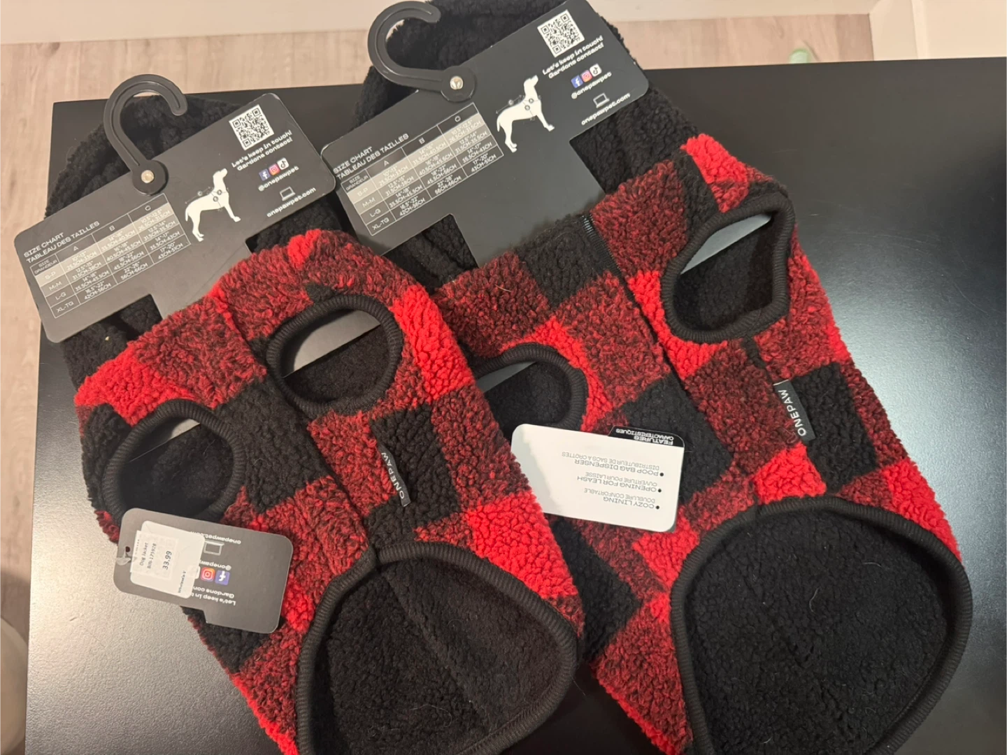 ONEFAW Dog Coat - Red & Black Plaid. - photo 3