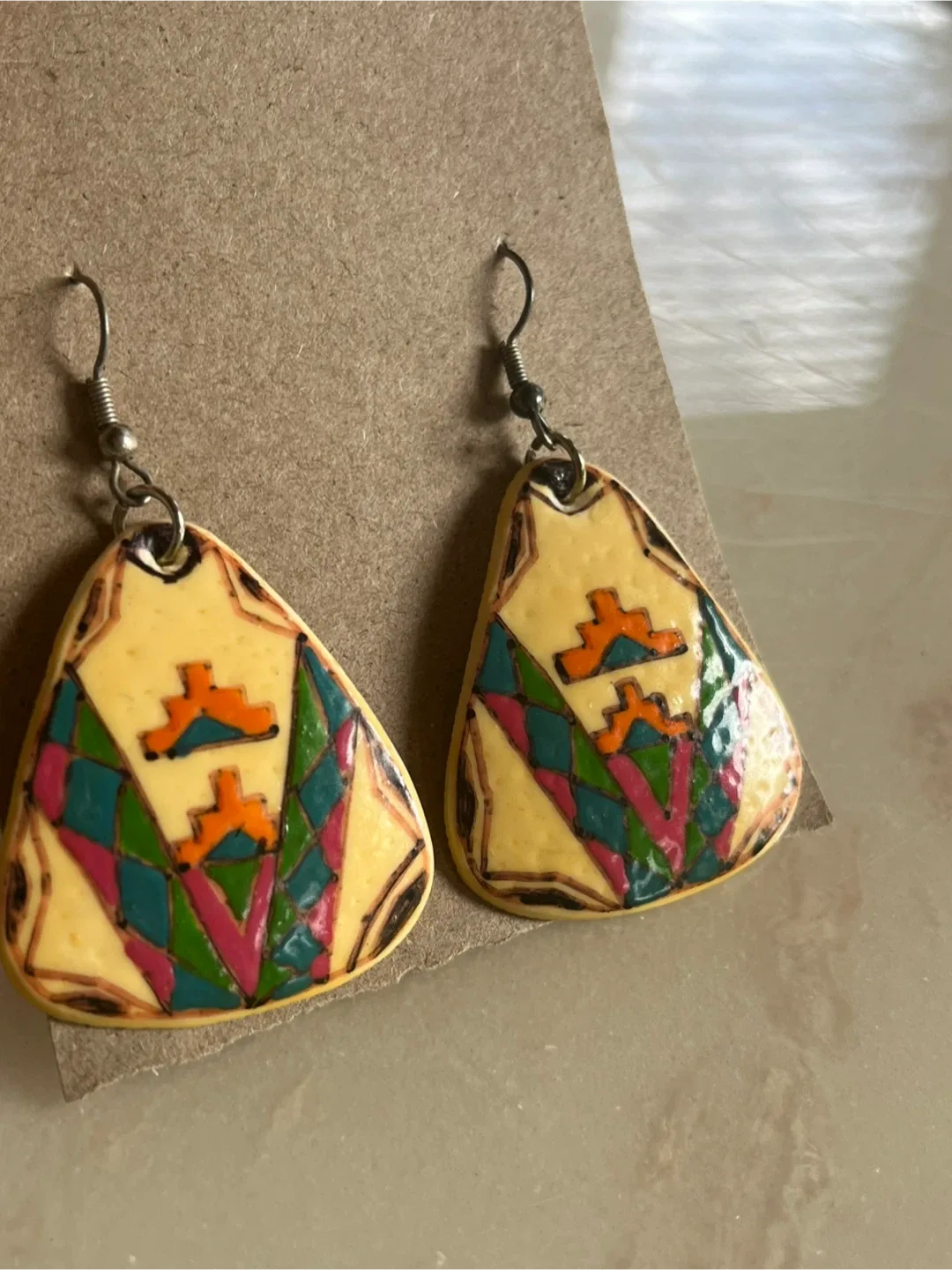 Indigenous Handmade earrings on antler! thumbnail