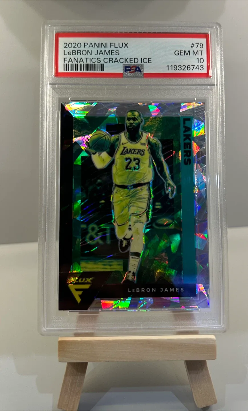 LeBron James 2020 Panini Flux Cracked Ice PSA 10
